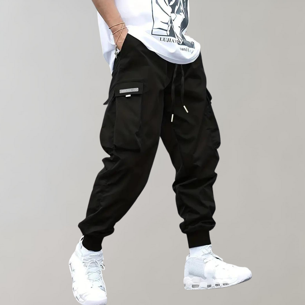 Herren Cargo Jogginghose – Lila Streetwear-Hose mit Reißverschlusstaschen & Bündchen