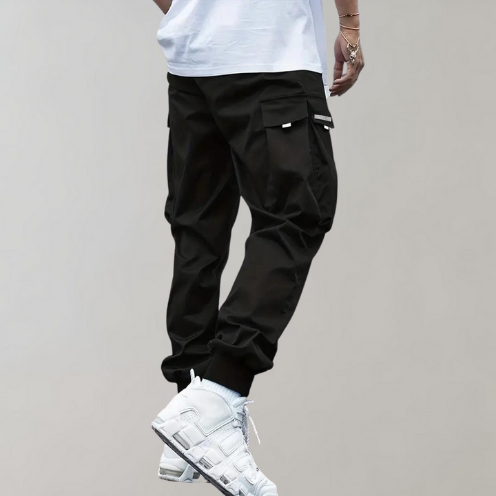 Herren Cargo Jogginghose – Lila Streetwear-Hose mit Reißverschlusstaschen & Bündchen