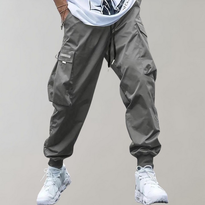 Herren Cargo Jogginghose – Lila Streetwear-Hose mit Reißverschlusstaschen & Bündchen