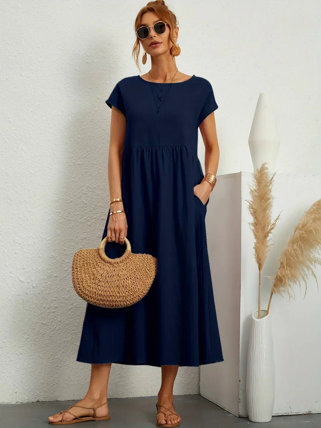 Gabrielle™ — Fließendes Midi-Kleid zeitloser Eleganz