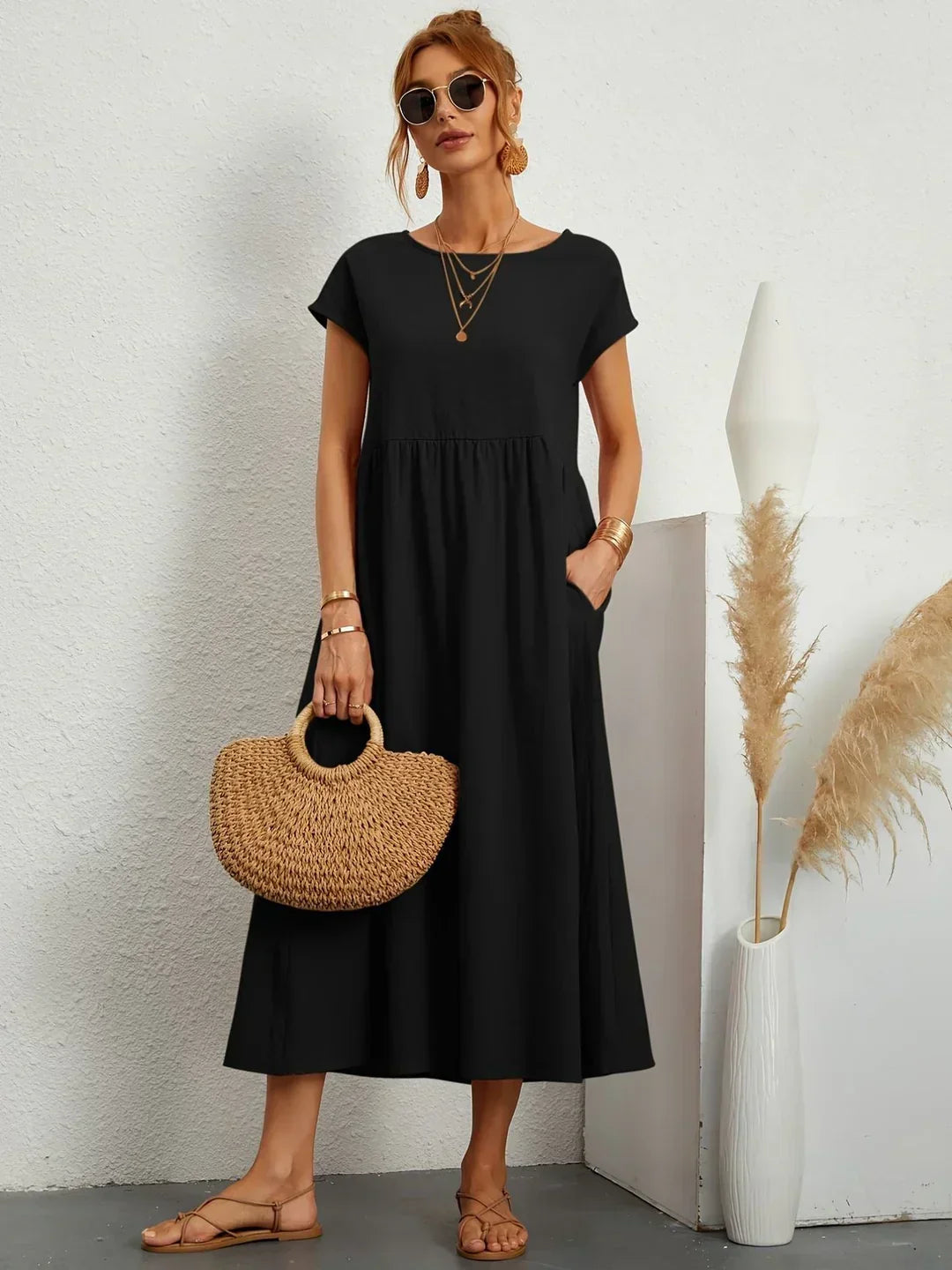 Gabrielle™ — Fließendes Midi-Kleid zeitloser Eleganz