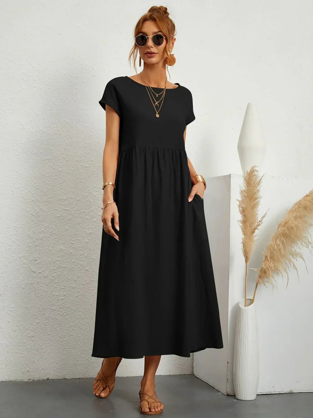 Gabrielle™ — Fließendes Midi-Kleid zeitloser Eleganz